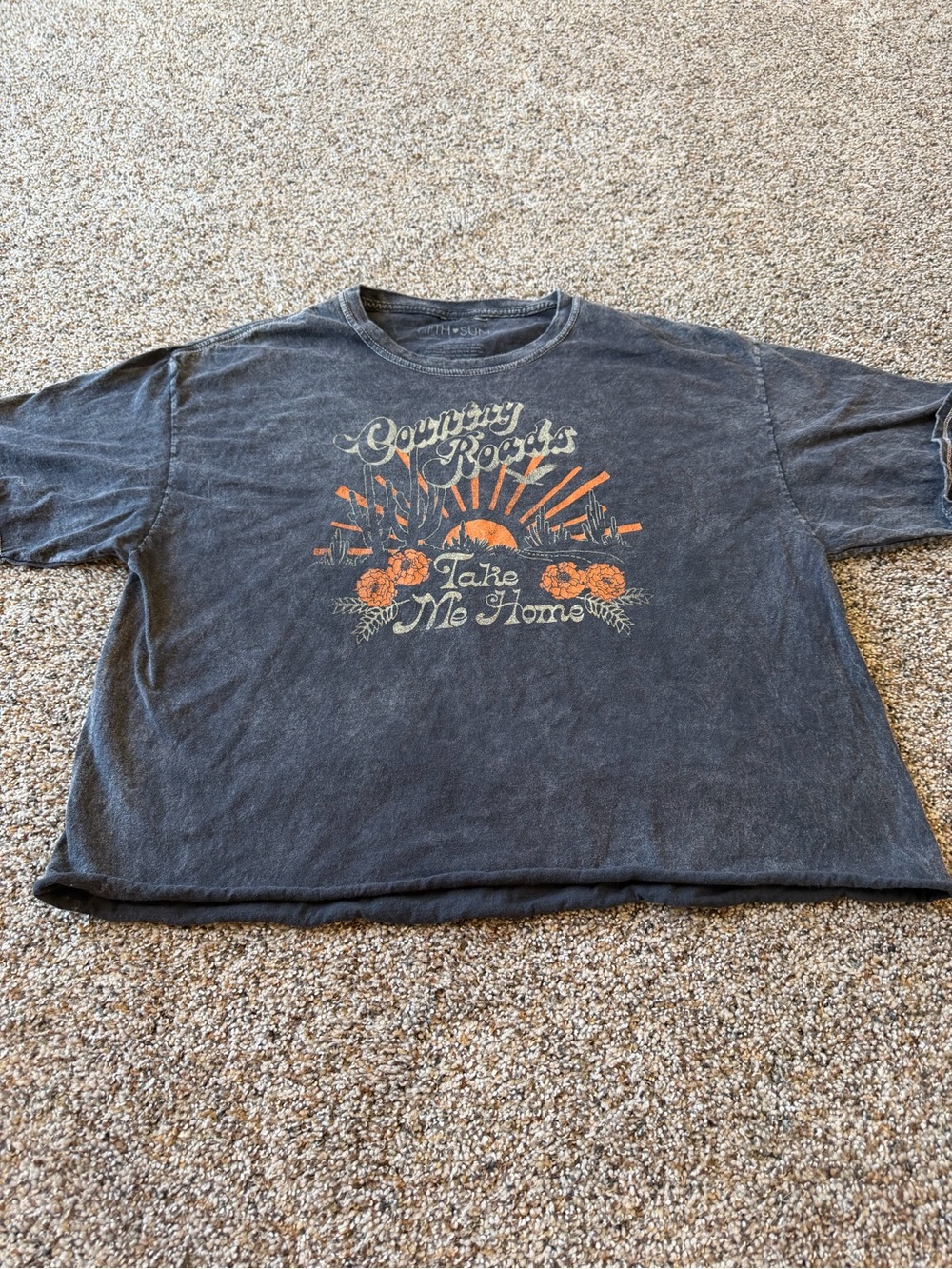 Fifth Sun Country Roads Take Me Home Oversized Graphic Tee Large Western
